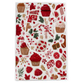 Red Festive Christmas Pattern | Gift Bag Medium Cadeauzakje (Voorkant)