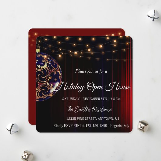 Red festive elegance of the lamp holiday card feestdagenkaart (Voorkant / Achterkant in situ)