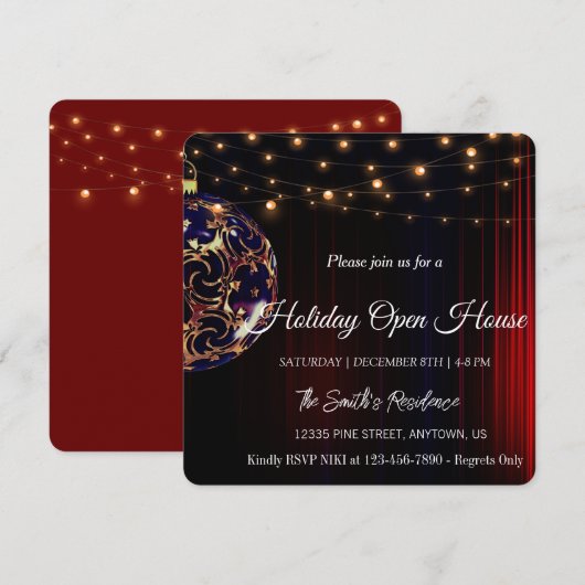 Red festive elegance of the lamp holiday card feestdagenkaart (Voorkant / Achterkant)