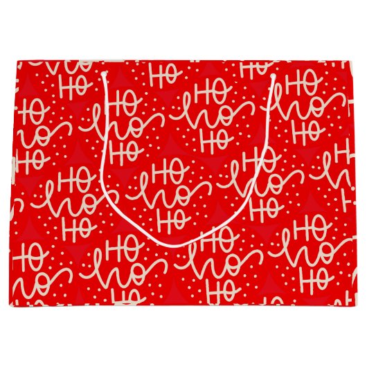 Red Festive Ho Ho Ho Kerstfeestdag Groot Cadeauzakje (Voorkant)