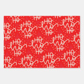Red Festive Ho Ho Ho Kerstfeestdag Inpakpapier Vel (Voorkant 3)