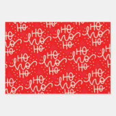 Red Festive Ho Ho Ho Kerstfeestdag Inpakpapier Vel (Voorkant 2)