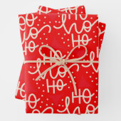 Red Festive Ho Ho Ho Kerstfeestdag Inpakpapier Vel (In situ)