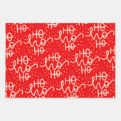Red Festive Ho Ho Ho Kerstfeestdag Inpakpapier Vel (Voorkant)