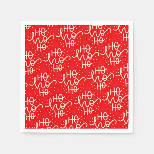 Red Festive Ho Ho Ho Kerstfeestdag Servet (Voorkant)