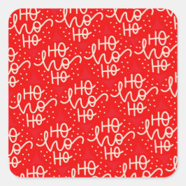 Red Festive Ho Ho Ho Kerstfeestdag Vierkante Sticker