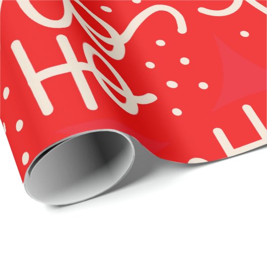 Red Festive Ho Ho Ho-kerstpapier Cadeaupapier (Rol Hoek)