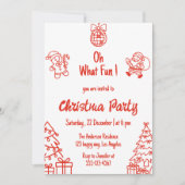 Red Festive Holiday | Oh What Fun Christmas Party  Kaart (Voorkant)