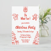 Red Festive Holiday | Oh What Fun Christmas Party  Kaart (Staand voorkant)