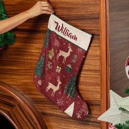 Red Festive Holiday Pattern | Christmas Stocking Grote Kerstsok