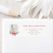 Red Festive Holiday Window Return Address Label (Insitu)