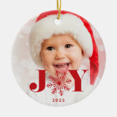 Red | Festive Joy Holiday Foto Keramisch Ornament (Voorkant)