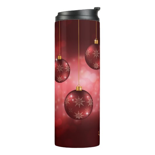 Red Festive-kerstcadeautjes met aangepaste naam Thermosbeker (Gedraaid links)