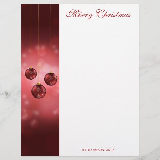 Red Festive-kerstcadeautjes op rode bokeh Briefhoofd (Voorkant)