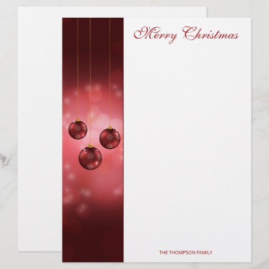 Red Festive-kerstcadeautjes op rode bokeh Briefhoofd (Voorkant / Achterkant)