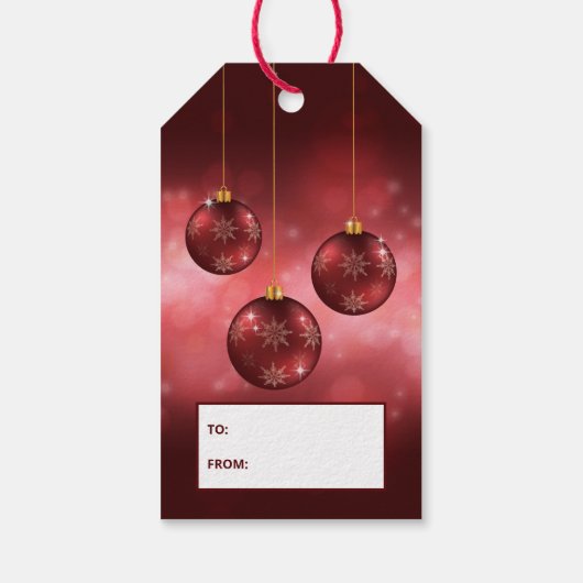 Red Festive-kerstcadeautjes op rode bokeh Cadeaulabel (Achterkant)