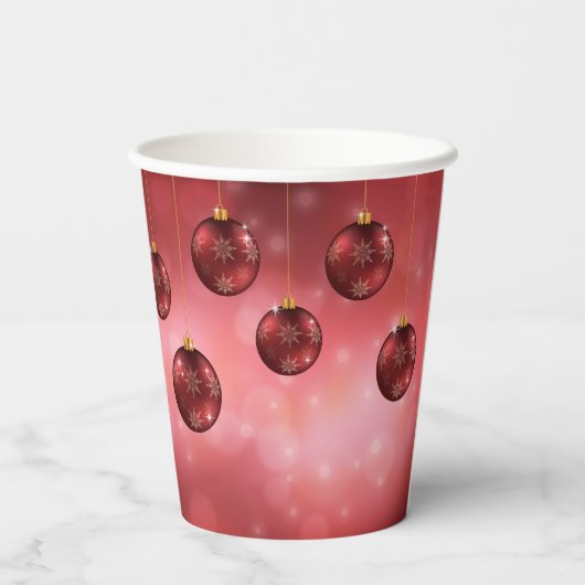 Red Festive-kerstcadeautjes op rode bokeh Papieren Bekers (Achterkant)