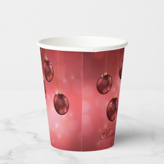 Red Festive-kerstcadeautjes op rode bokeh Papieren Bekers (Rechts)