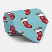 Red Festive-kerstpatroon op blauw Stropdas (Opgerold)