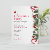 Red Festive Minimalistic Christmas Party Kaart (Staand voorkant)