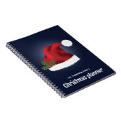 Red Festive Santa Hat op blauw met aangepaste teks Notitieboek (Rechterzijde)