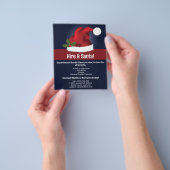 Red Festive Santa Hat op Blue - Hire A Santa Flyer (Hand)