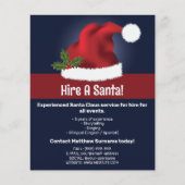Red Festive Santa Hat op Blue - Hire A Santa Flyer (Voorkant)