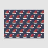 Red Festive Santa Hat op Blue Pattern Tissuepapier (Voorkant)