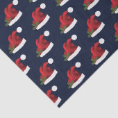 Red Festive Santa Hat op Blue Pattern Tissuepapier (Detail)