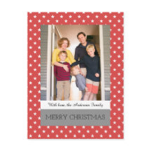 Red Festive Stars Holiday Foto Briefkaart