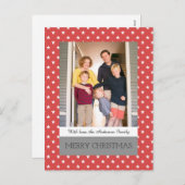 Red Festive Stars Holiday Foto Briefkaart (Voorkant / Achterkant)