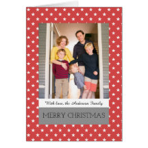 Red Festive Stars Holiday Foto Wenskaart
