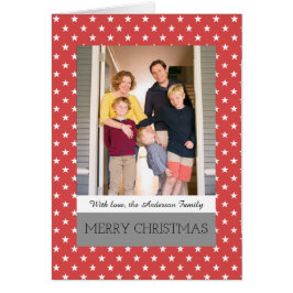 Red Festive Stars Holiday Foto Wenskaart