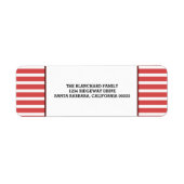 Red Festive Stripes Holiday Labels (Voorkant)