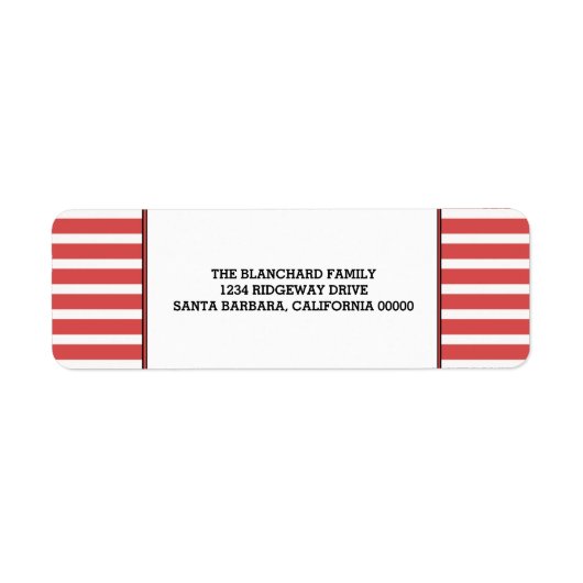 Red Festive Stripes Holiday Labels (Voorkant)