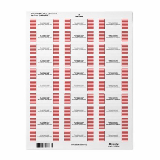 Red Festive Stripes Holiday Labels (Full Sheet)