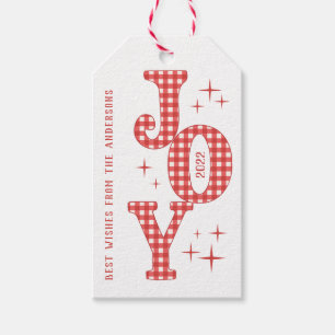 Red Festive Tartan nieuwjaar Cadeaulabel