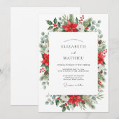 Red Festive Winter Wedding Kaart (Voorkant / Achterkant)