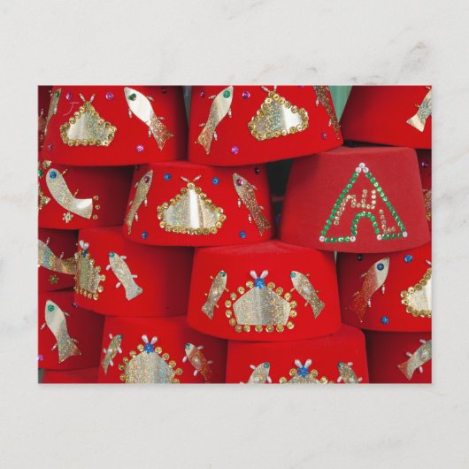 Red Fez-Petten op de markt Briefkaart (Voorkant)