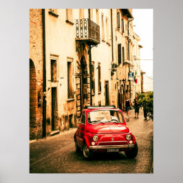 Red Fiat 500 Poster,  cinquecento, Italië Poster