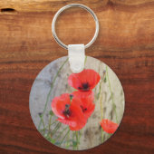 Red Field Corn Poppies Sleutelhanger (Voorkant)