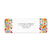 Red Fiesta Mexicaanse Bloemen Etiket (Voorkant)