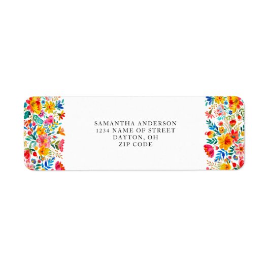 Red Fiesta Mexicaanse Bloemen Etiket (Voorkant)