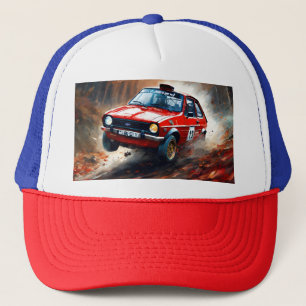 Red Fiesta Rally Car: racen door bosrijke podium Trucker Pet
