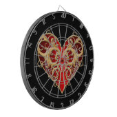 Red filigraan hart dart board dartbord (Voorkant Links)