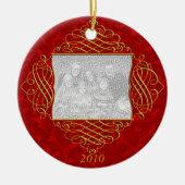 Red Filigree Family Photo Ornament (Voorkant)