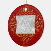 Red Filigree Family Photo Ornament (Links)