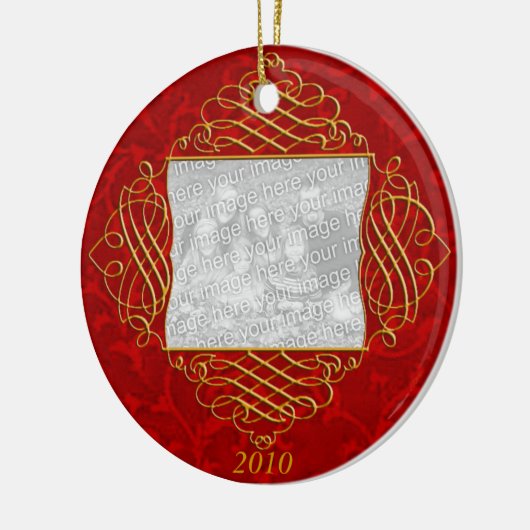 Red Filigree Family Photo Ornament (Links)
