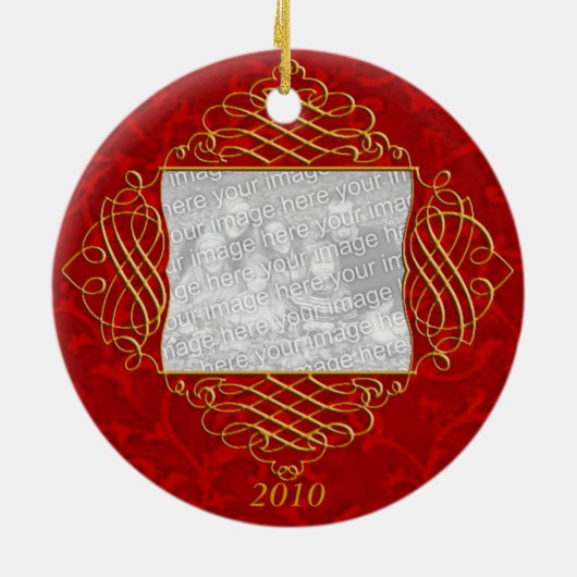 Red Filigree Family Photo Ornament (Achterkant)