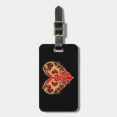 Red Filigree Heart Bagagelabel (Voorkant verticaal)